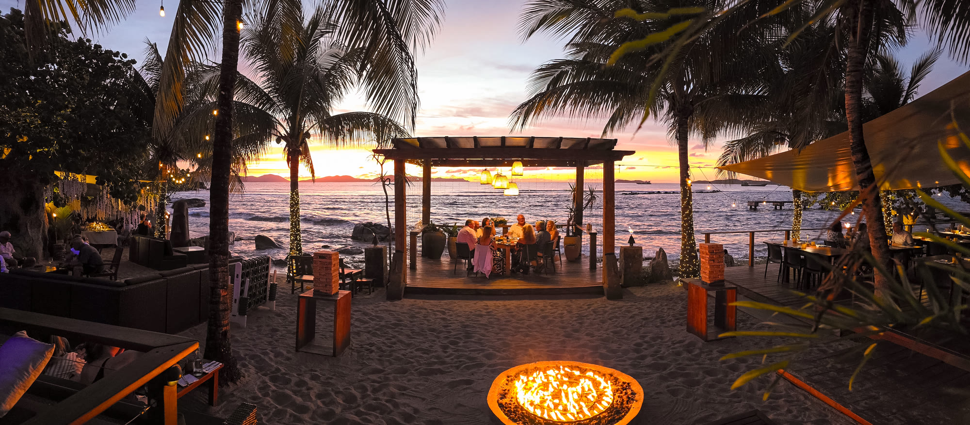 Beach restaurant, fire pit