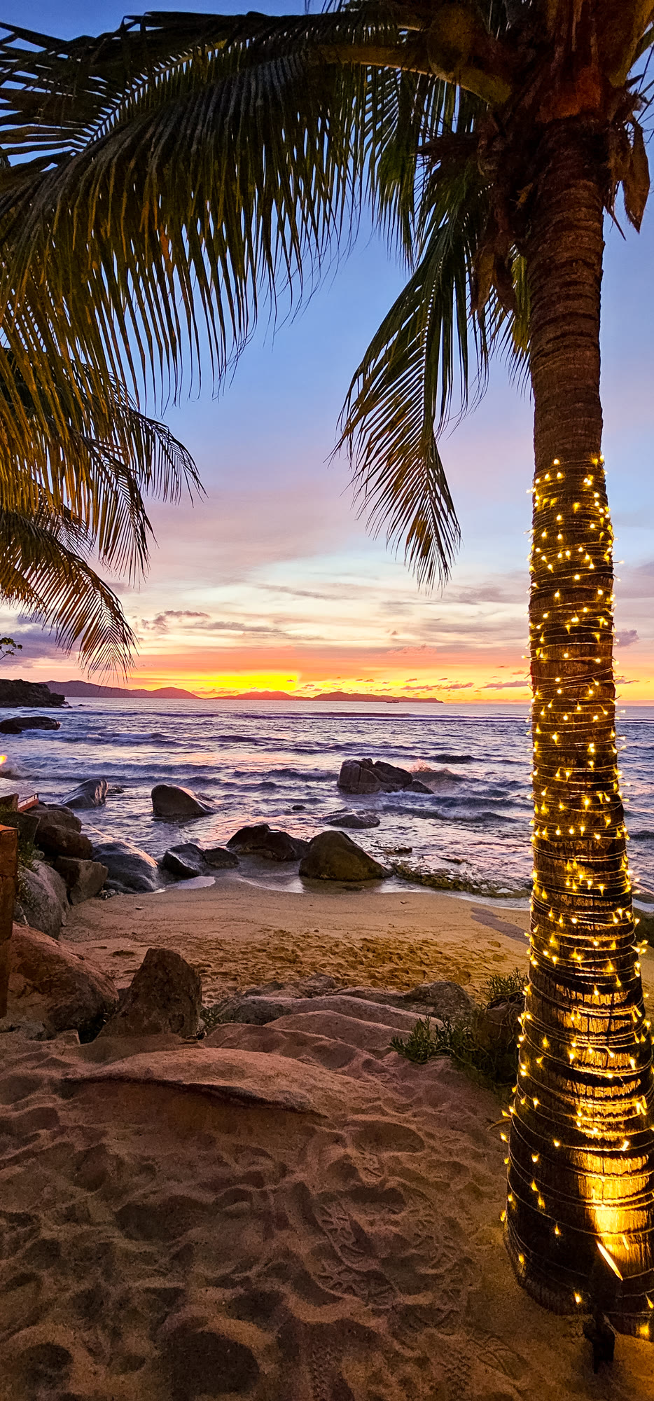 Palm-light beach