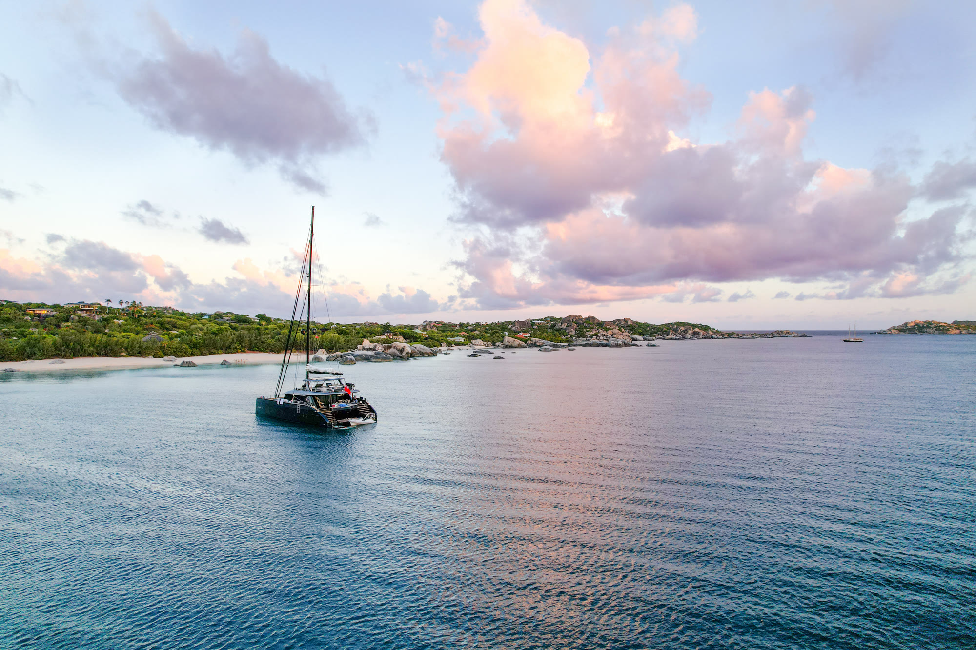 Pink clouds at anchor